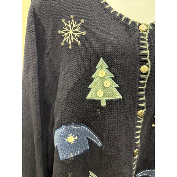 Christopher & Banks women 2x Cardigan Christmas Party Winter embroidered Sweater - Picture 4 of 5